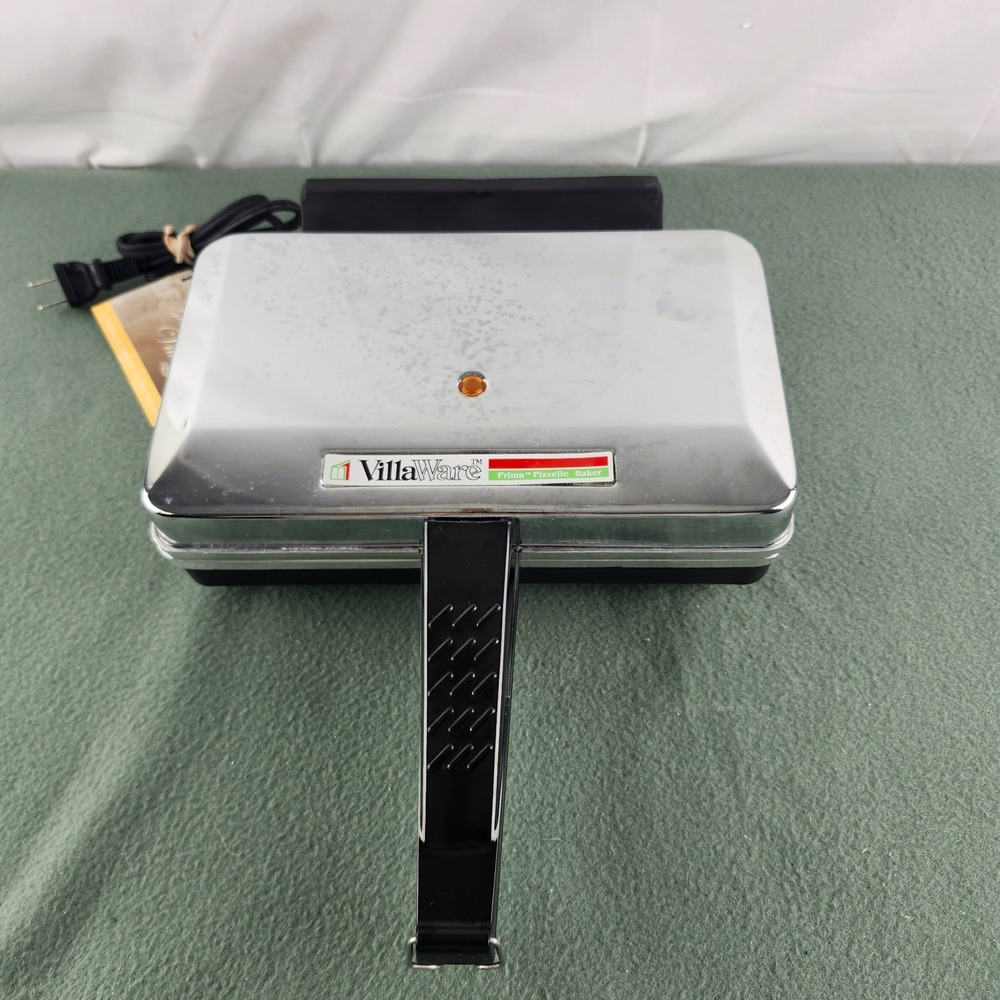 VillaWare 5000 Prima Pizzelle Baker 750W Electric Round 2 Capacity Silver